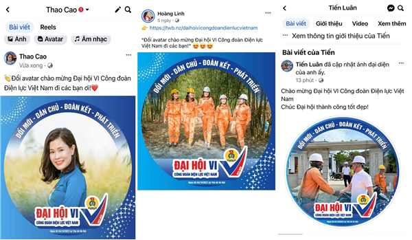 Đông đảo đoàn viên hưởng ứng thay Avatar Chào mừng Đại hội VI Công đoàn Điện lực Việt Nam